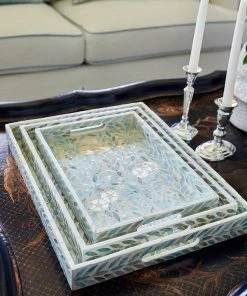 Karen Kane Home Floral Mother Of Pearl Tray