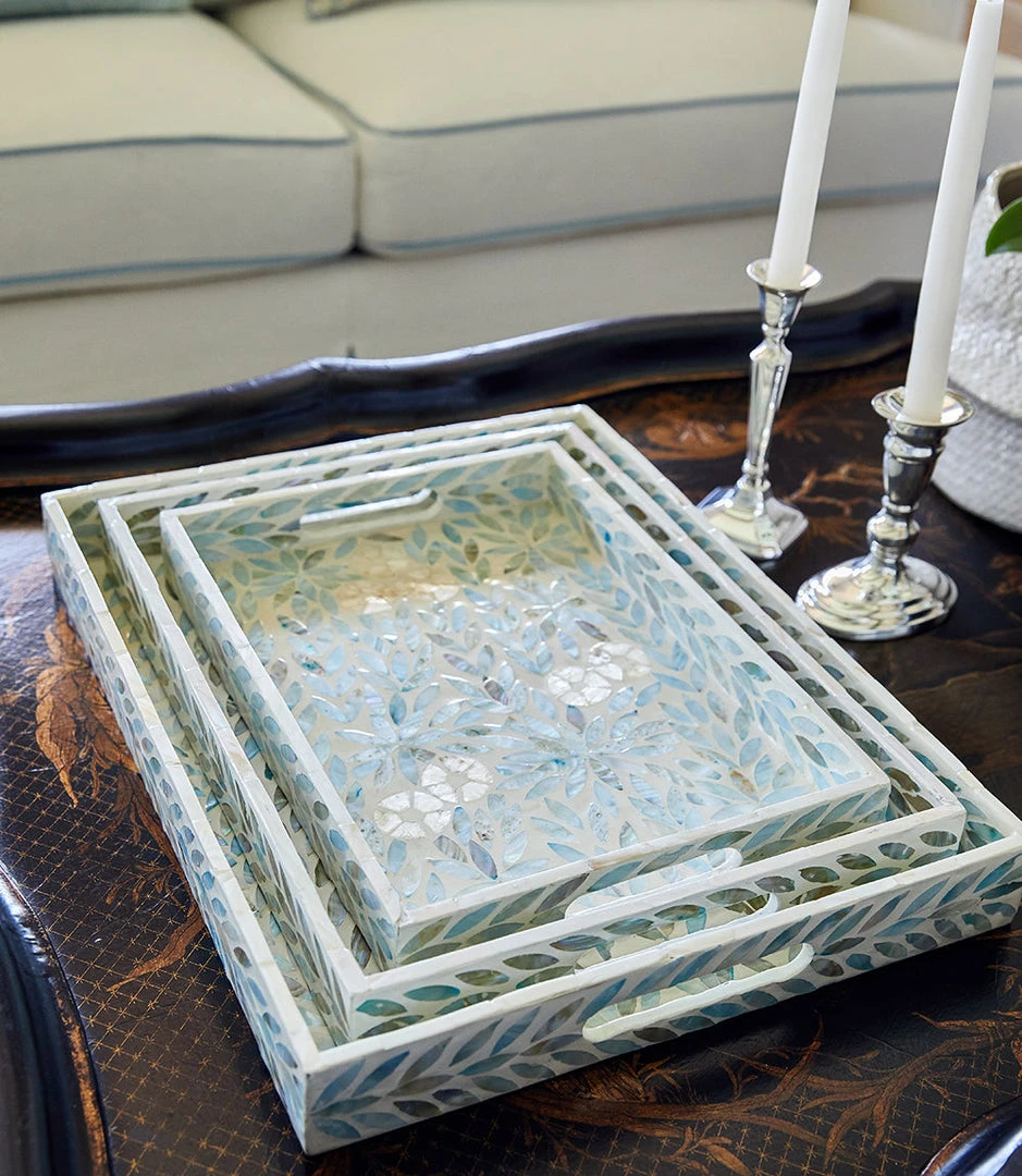 Karen Kane Home Floral Mother Of Pearl Tray - Elegant Decorative Tray for Your Home 3 Karen Kane Home Floral Mother Of Pearl Tray