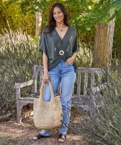 Karen Kane Rattan Buckle Twist Top Clothing