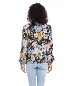 Karen Kane Petite Size Mandarin Collar Top