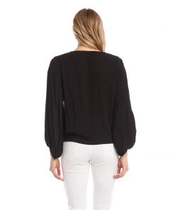 Karen Kane Lantern Sleeve Tie-Front Top
