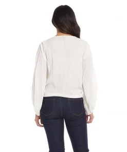 Karen Kane Lantern Sleeve Tie-Front Top Clothing