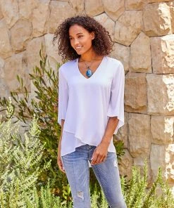 Karen Kane Bracelet Sleeve Asymmetric Top Tops