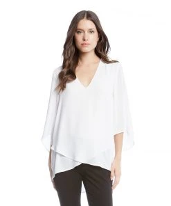 Karen Kane Bracelet Sleeve Asymmetric Top Tops