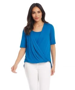 Karen Kane Petite Size Layered Drape Front Top Petites