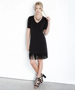 Karen Kane Clothing V-Neck Fringe Dress