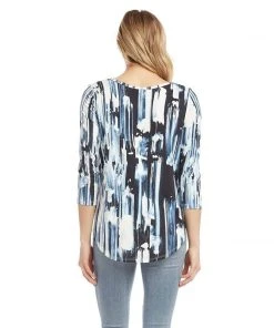 Karen Kane 3/4 Sleeve Shirttail Top Clothing