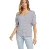 Karen Kane Petites Petite Size Stripe Roll Sleeve Tee