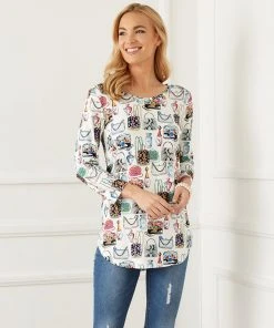Karen Kane 3/4 Sleeve Shirttail Top Clothing