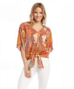 Karen Kane Tie-Front Top Clothing