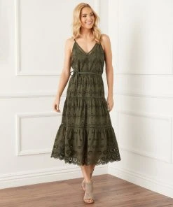 Karen Kane Tiered Midi Dress Clothing