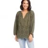 Karen Kane Eyelet Border Peasant Top