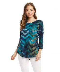 Karen Kane Petite Size Tie-Dye Burnout Shirttail Tee Petites