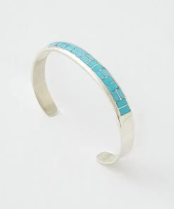 Karen Kane Sterling Silver Turquoise Inlay Cuff Bracelet