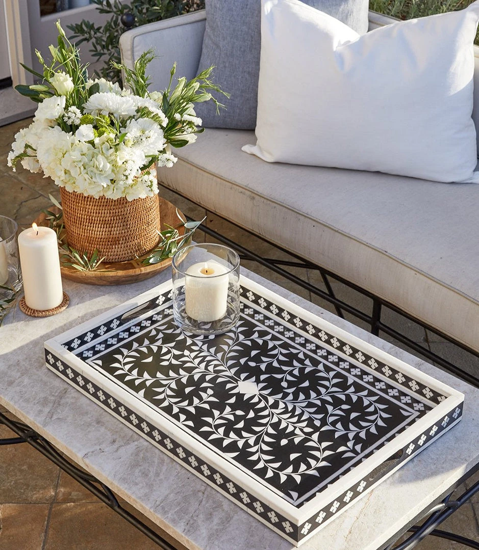 Karen Kane Handcrafted Mosaic Bone Tray | Elegant Home Decorative Piece | Kitchen & Tabletop Essential 3 Karen Kane Handcrafted Mosaic Bone Tray Home