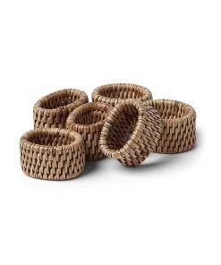 Karen Kane Rattan Napkin Rings, Set Of 6 Home