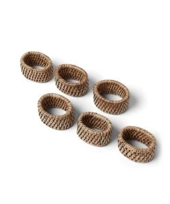 Karen Kane Rattan Napkin Rings, Set Of 6 Home