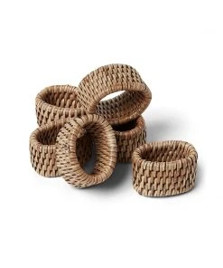 Karen Kane Rattan Napkin Rings, Set Of 6 Home