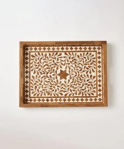 Karen Kane Wood Inlay Tray - Elegant Home Decor Piece 9 Karen Kane Wood Inlay Tray Home