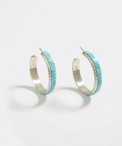 Karen Kane Accessories Turquoise Inlay Hoop Earrings