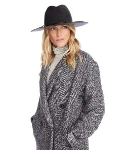 Karen Kane Accessories Leather Trim Velour Hat