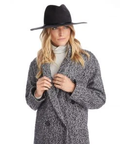 Karen Kane Accessories Leather Trim Velour Hat