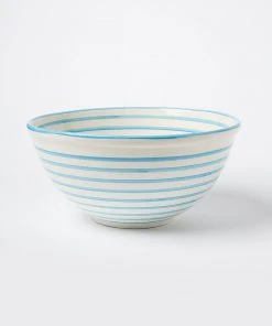 Karen Kane Turquoise Stripe Serving Bowl
