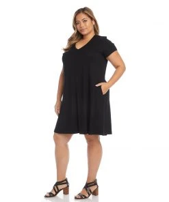 Karen Kane Dresses Plus Size Quinn V Neck Pocket Dress