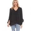 Kane Kane Ruffle Sleeve Crossover Top