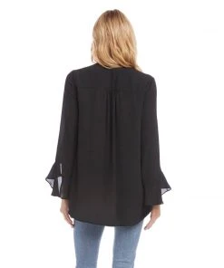 Kane Kane Ruffle Sleeve Crossover Top