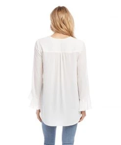 Kane Kane Ruffle Sleeve Crossover Top Tops