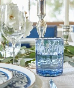 Karen Kane Ridged Blue Drinking Glass Home