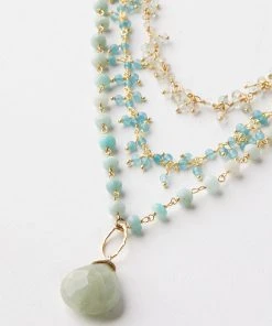 Karen Kane Multistrand Aquamarine Pendant Necklace Accessories