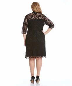 Karen Kane Plus Size V-Neck Scallop Lace Dress