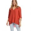Karen Kane Bracelet Sleeve Asymmetric Top Clothing