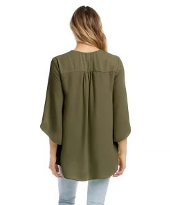 Karen Kane Bracelet Sleeve Asymmetric Top Clothing
