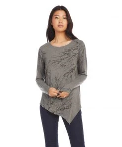 Karen Kane Petite Size Tree Print Asymmetric Top