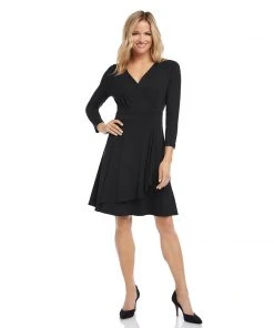 Karen Kane Dresses Faux Wrap Drape Dress
