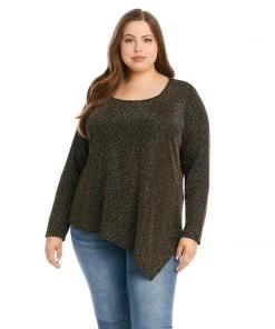 Karen Kane Plus Size Gold Asymmetric Hem Top