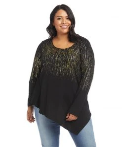 Karen Kane Plus Size Printed Asymmetric Hem Top