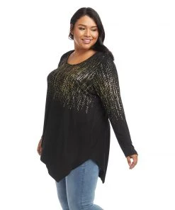 Karen Kane Plus Size Printed Asymmetric Hem Top
