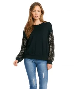 Karen Kane Petites Petite Size Sequin Sleeve Top