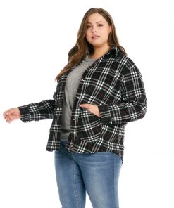 Karen Kane Plus Size Plaid Shirt Jacket