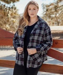 Karen Kane Plus Size Plaid Shirt Jacket