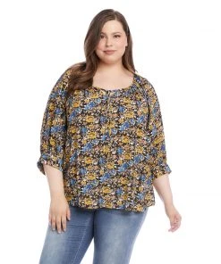 Karen Kane Plus Size Blouson Sleeve Top New Arrivals