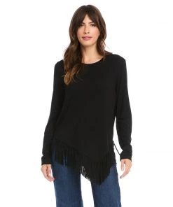 Karen Kane New Arrivals Petite Size Asymmetric Fringe Top