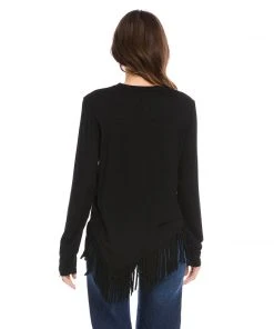 Karen Kane New Arrivals Petite Size Asymmetric Fringe Top