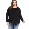 Karen Kane Plus Size Asymmetric Fringe Top