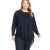 Karen Kane Plus Size Asymmetric Fringe Top New Arrivals