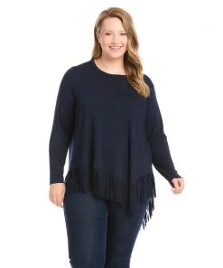 Karen Kane Plus Size Asymmetric Fringe Top New Arrivals